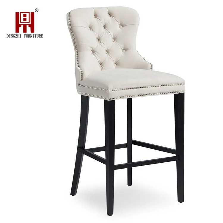 Современный синий бархатный высокий стул для барного стола