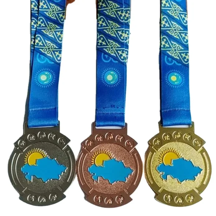 KINDABDGE существующие формы 60 мм 65 70 3D пользовательские цинковый сплав металлическая медаль для школы Казахстана