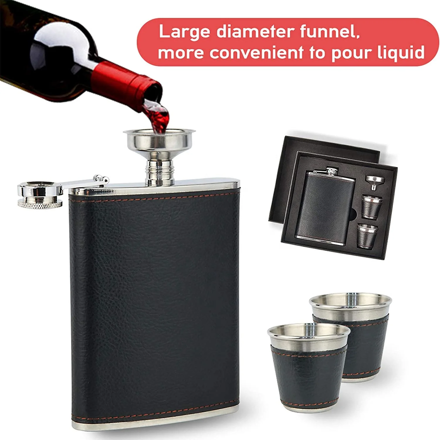 Portable Stainless Steel Hip Flask 7oz Wine Mug Wisky Bottle With Box Mini Drinkware Alcohol Bottle For Drinker Men Gifts