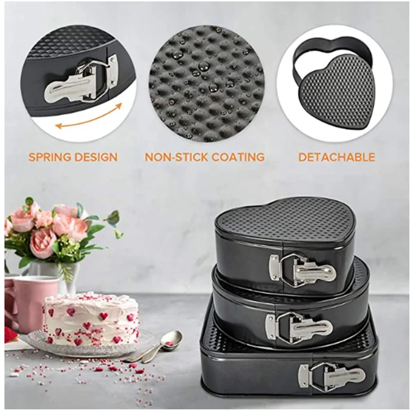 69PCS Stainless Steel Non- Stick Heart Shape Loop Cake Mold Baking Pan Piping Tip Spatula Cake Baking Kit