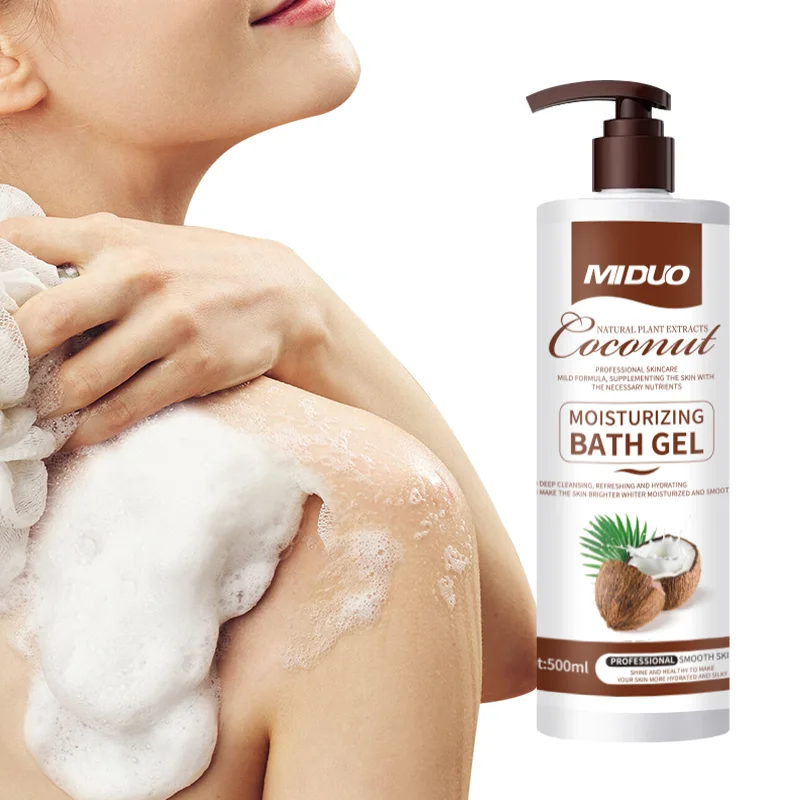 OEM Factory Price 500ML Coconut Glowing Sachet Collagen Small Body Lotion Strong Whitening Bath Mini Hotel Shower Gel For Body