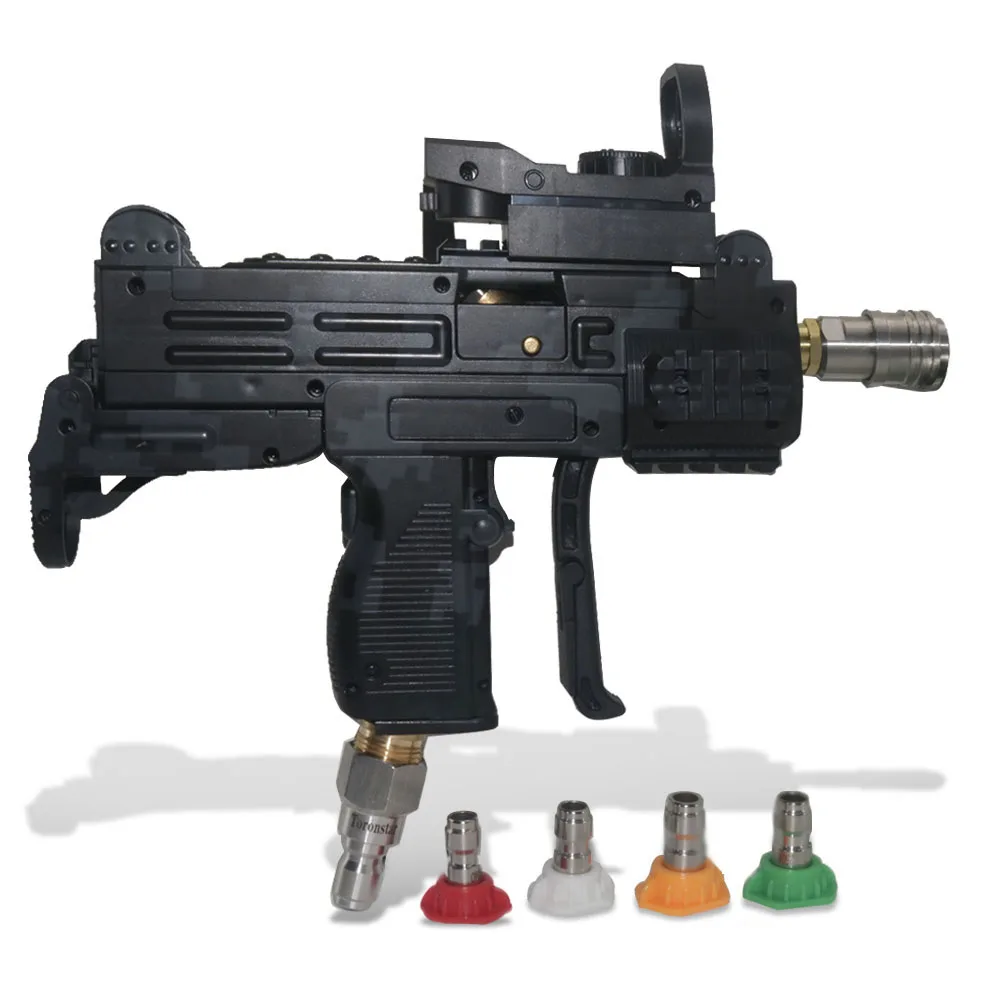 Toy car wash water gun Submachine Gun 3/8 high-pressure car wash water gun Simulated automatic rifle Car Wash 4 Nozzles Gloves