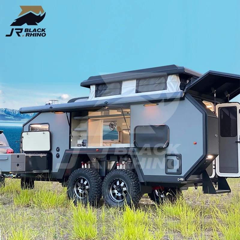 Factory 4 people camper off road black rhino camper trailer australia offroad trailer