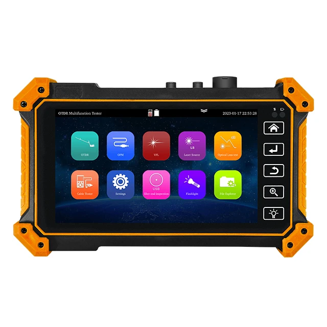 5.55 Inch OLED Touch Screen Fiber Optical OTDR UTP Cable Tester 1310nm 1550nm wavelength 28 26dB