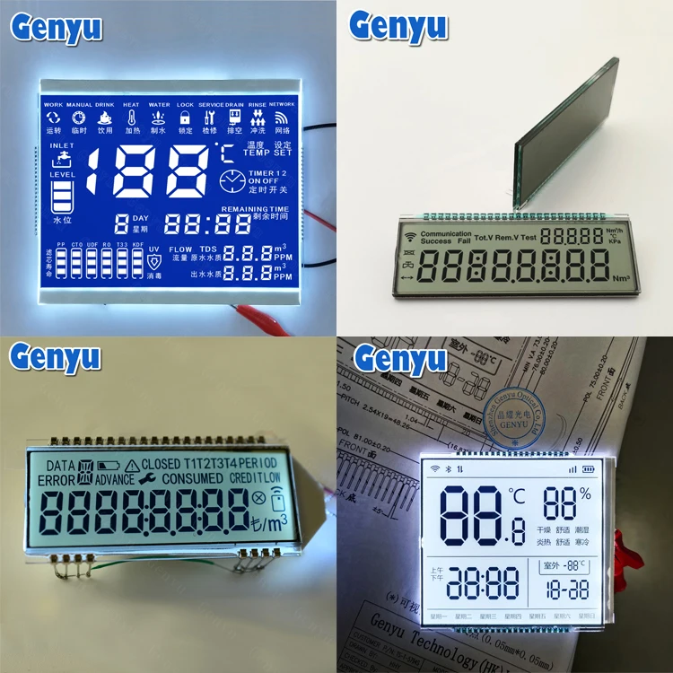 Customized Inverter Lcd Tn Stn Htn Va Digit Lcd Screen 7 Segment Monochrome Custom Lcd Display For Thermostat/Energy Meter