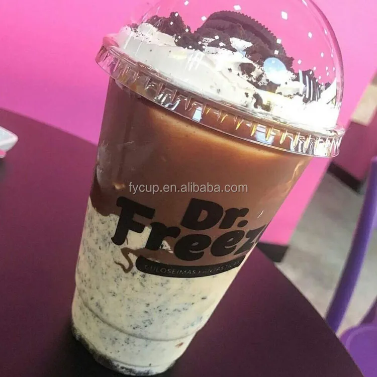 95mm caliber ice coffee cup beverage manufacturer disposable plastic PET cup with cover boba tea yogurt customizable slush cups