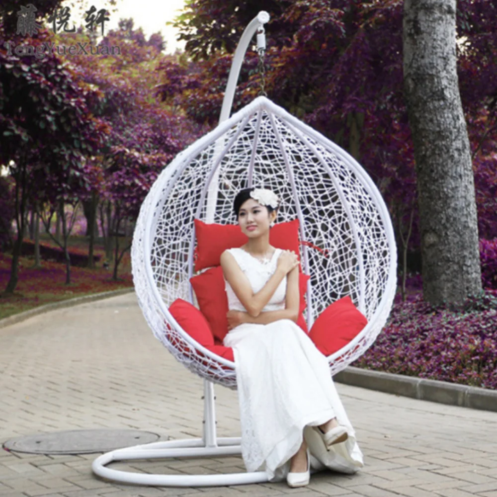 Patio garden outdoor wicker rattan egg shaped chair swing set furniture with good price