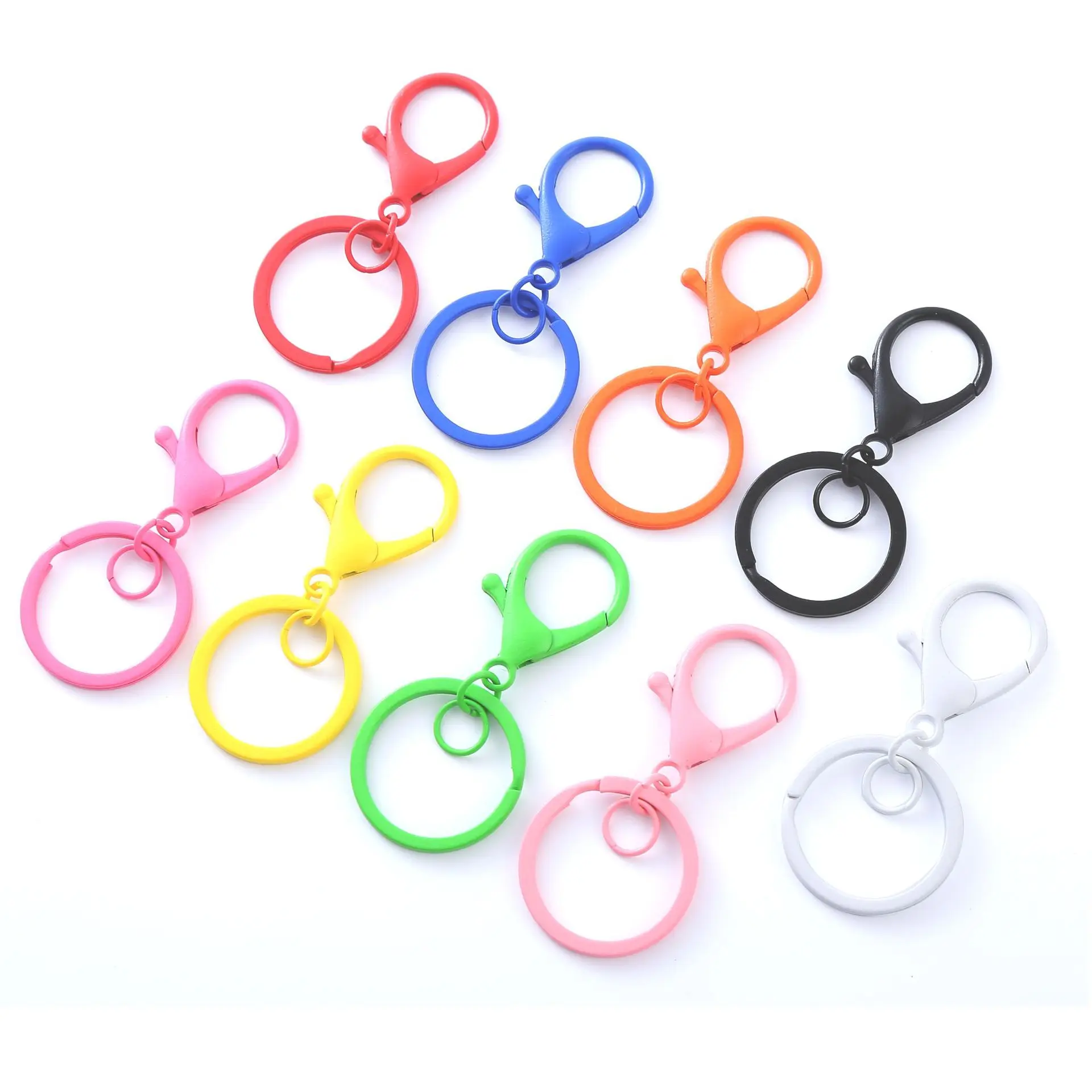 Decor Connector Lobster Clips Clasp snap hook keychain with split ring candy color Metal Key Chains For DIY Jewelry Accessories