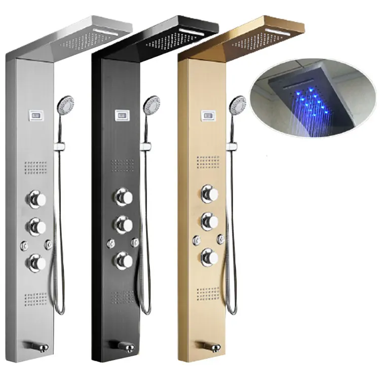 Best Wall Mounted Hot Cold Safety Large Rainhead shower panel System Bathroom Rainfall Digital Smart Rain Waterfall Panel