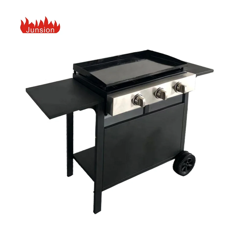 Professional Factory Price CE Outdoor Garden Camping Portable 3 Stainless Steel Burners Barbecue Flat Top Plancha Gas BBQ Grill