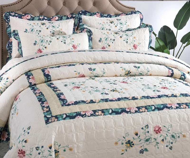 Morden Luxury Mass Production High Grades Warm Bedspread Digital Print Microfiber Floral Kantha Quilt with OEM ODM Acceptable
