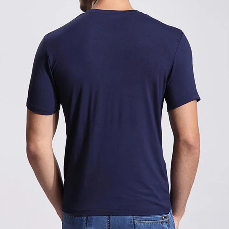 Bamboo Fiber Round Collar Short Sleeve T-shirt Vest Men Modal T-shirt Summer Half Sleeve