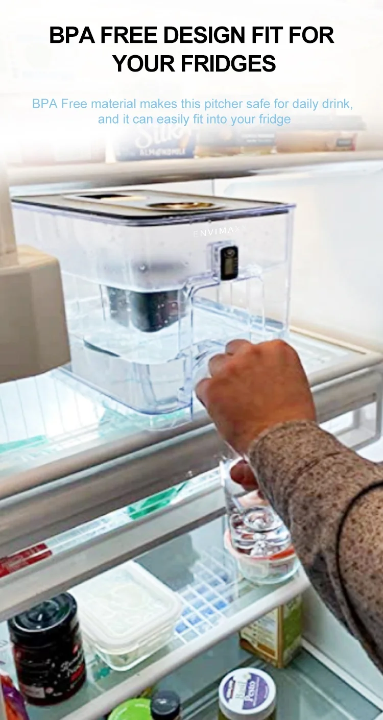 Kitchen Space Saver Water Filter Pitcher 23 Cups BPA Free Pitcher Water Filter