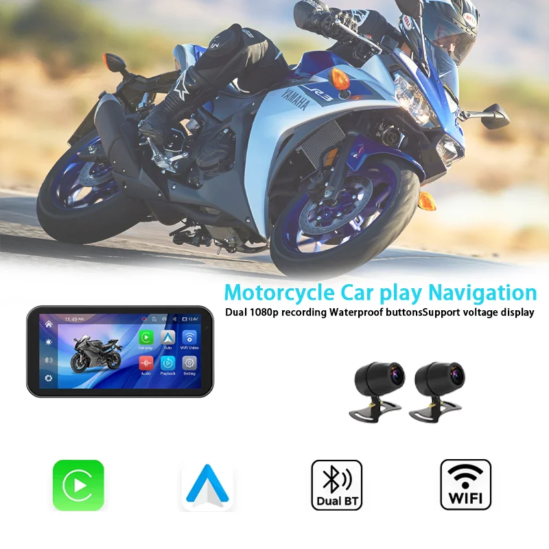 Hесида 6 25 дюймов беспроводной Carplay Android Авто дисплей экран мотоцикла Навигатор Bt Водонепроницаемая камера