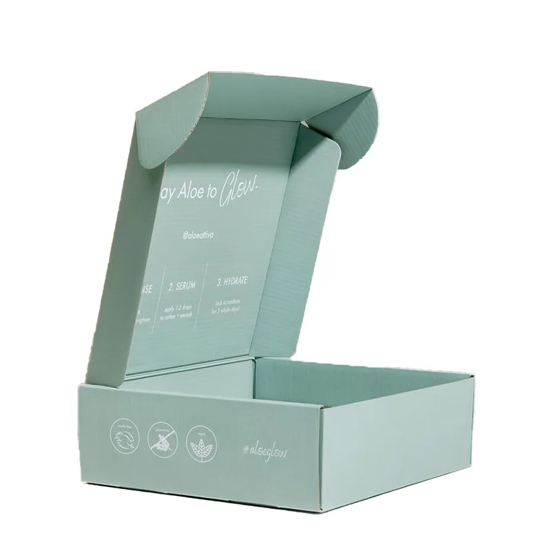 OEM High Quality Silver  Printing  Shoes Packaging E Flute Corrugated Cardboard Mailing Box ribbon handle