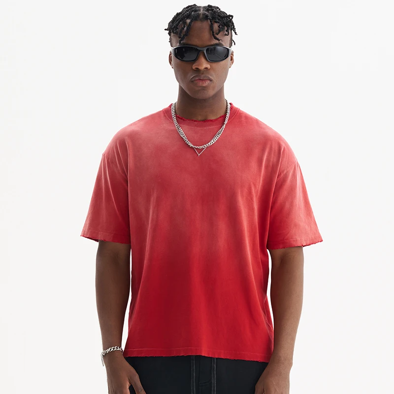 high quality comfy sun faded oversized boxy tshirt custom vintage sunfade acid wash t shirt for men