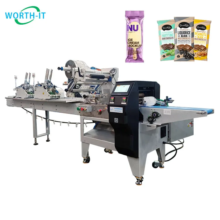 Fully Automatic Food Pillow Packing Machine Flow Wrapping Bar Flow Pack Horizontal Packing Machine