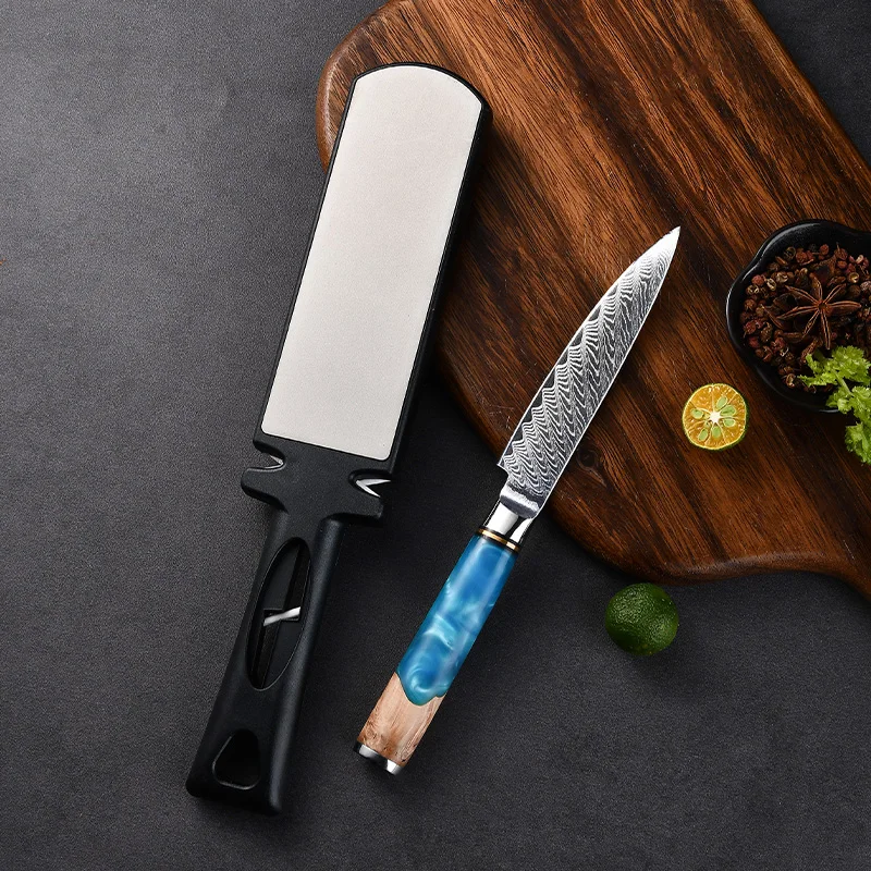 Household Portable Pink Blue Emery Double-sided Five-use Quick Knife Scissors Sharpener Top Quality Diamond Kitchen Gadget