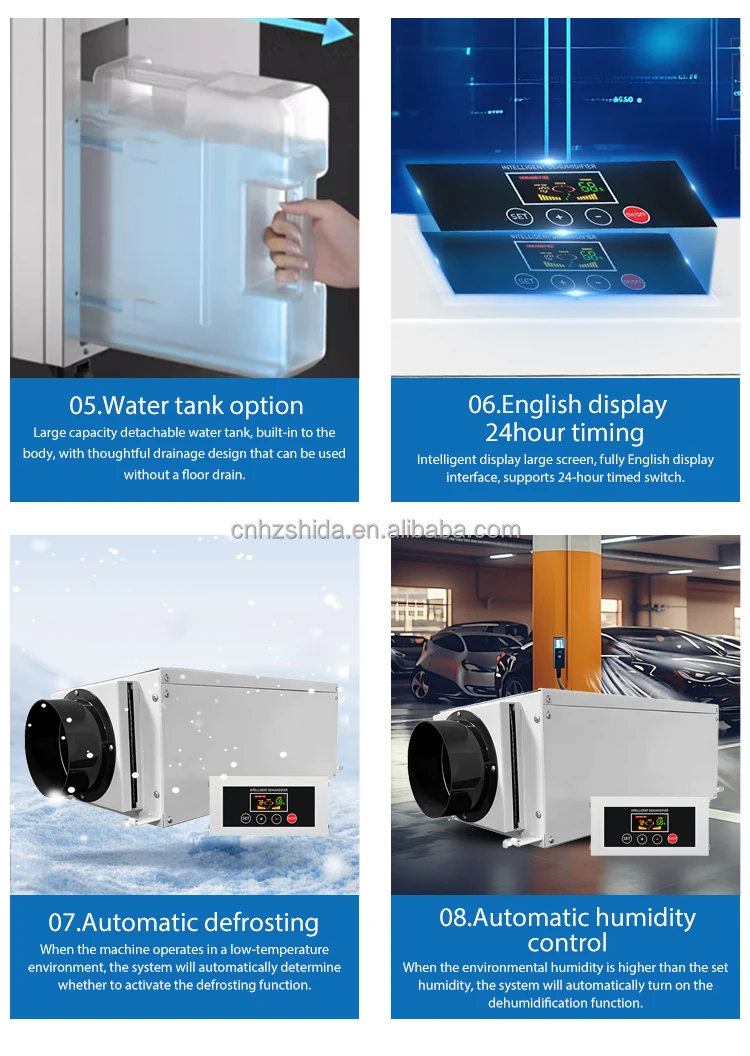 26L Commercial Ceiling Dehumidifier with LED Display Home Indoor Greenhouse Grow Room Air Purifier Plants Removable Water Tank