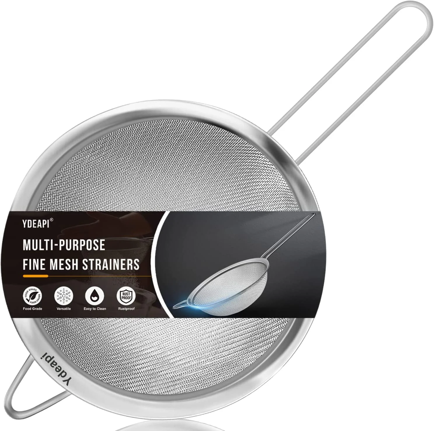 Hot Sale Flour Sifter Filter Screen Oil Skimmer Milk Water Sieve Handle Stainless Steel Wire Fine Mesh Strainer