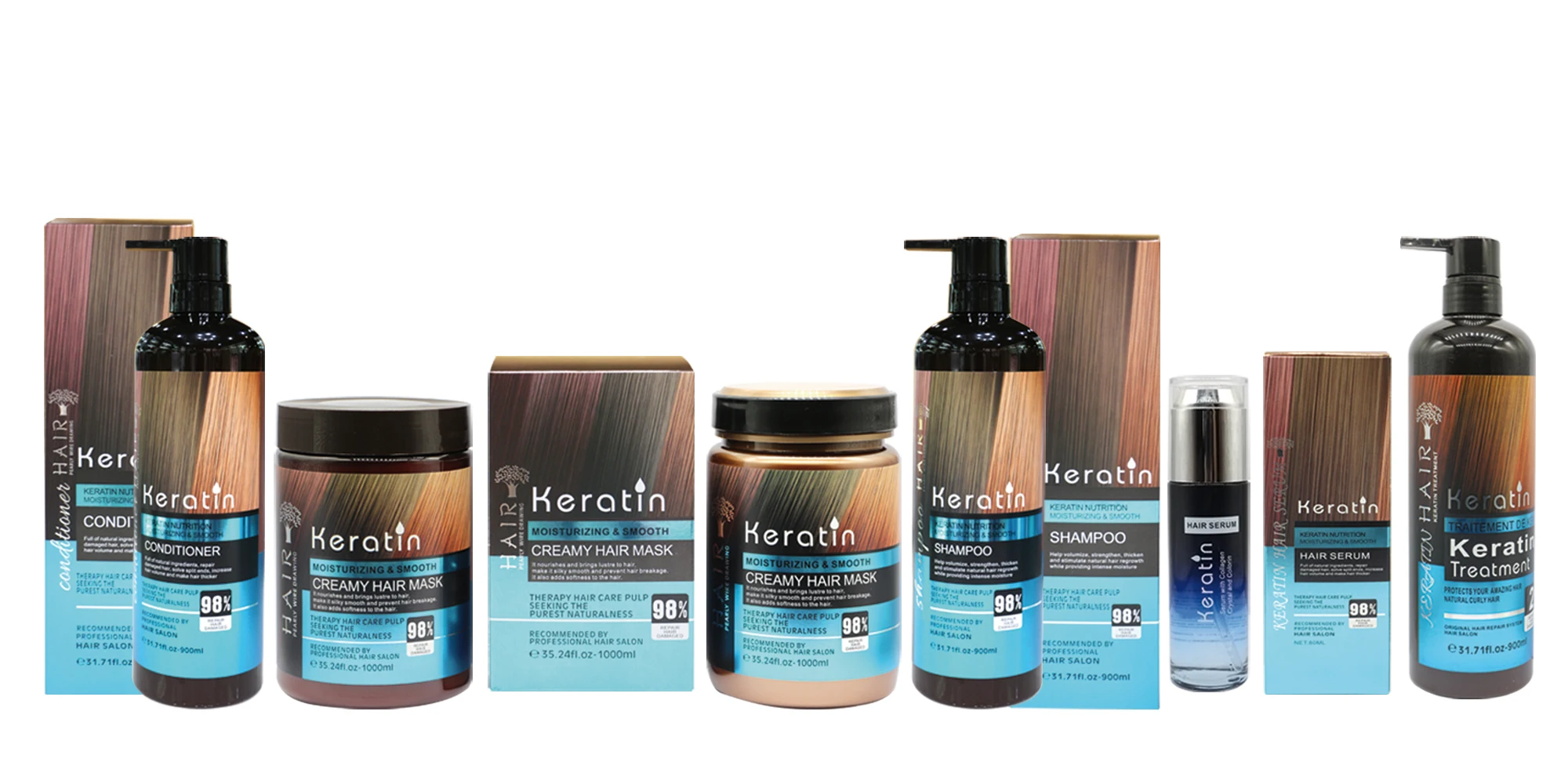 Keratin Hair Products OEM/ODM  Brands Keratin Nutrition Moisturizing Smoothing Shampoo and Hair Conditioner Set For Damage Hair