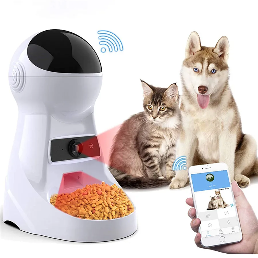 Wholesale Camera Pet Feeder Food Dispenser Pet Feeder Automatic Smart Water Dispenser for Cat Dog