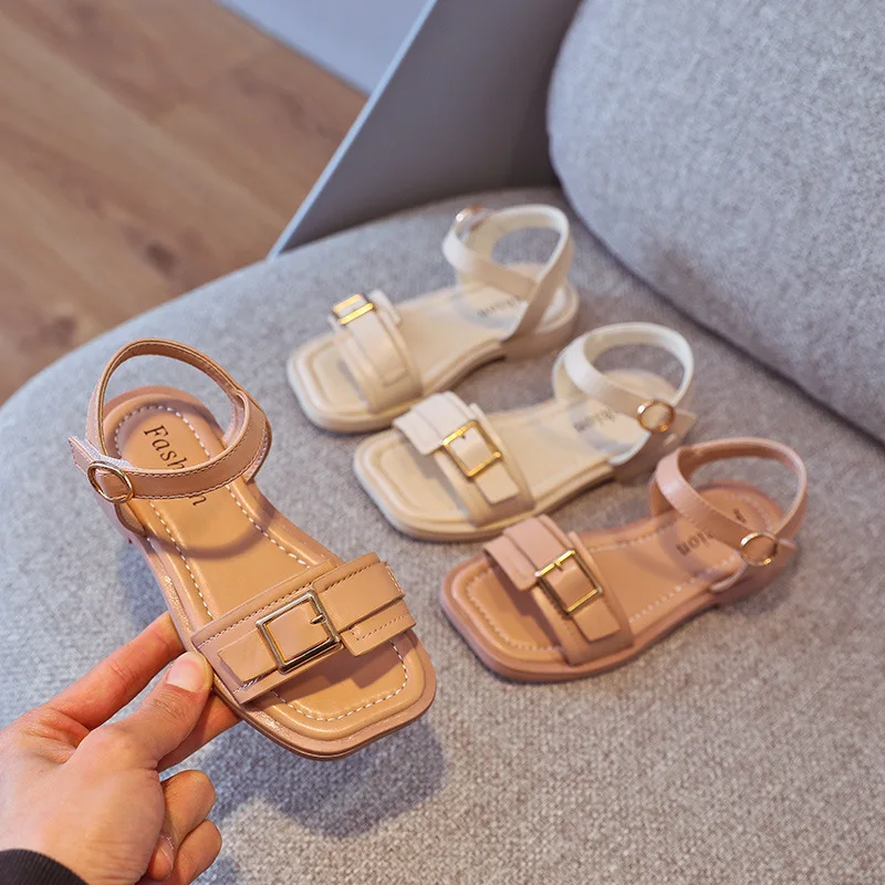Новинка Весна 2021, детские сандалии принцессы, повседневная детская обувь для девочек с открытым носком, пляжная обувь для девочек