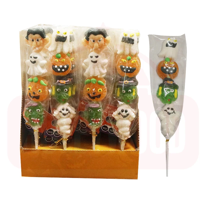 Holeywood 3D Pectin String Lollipop Halloween Thriller Prank Mixed Fruit-Flavored Gummy Candy Halal Drop Shape