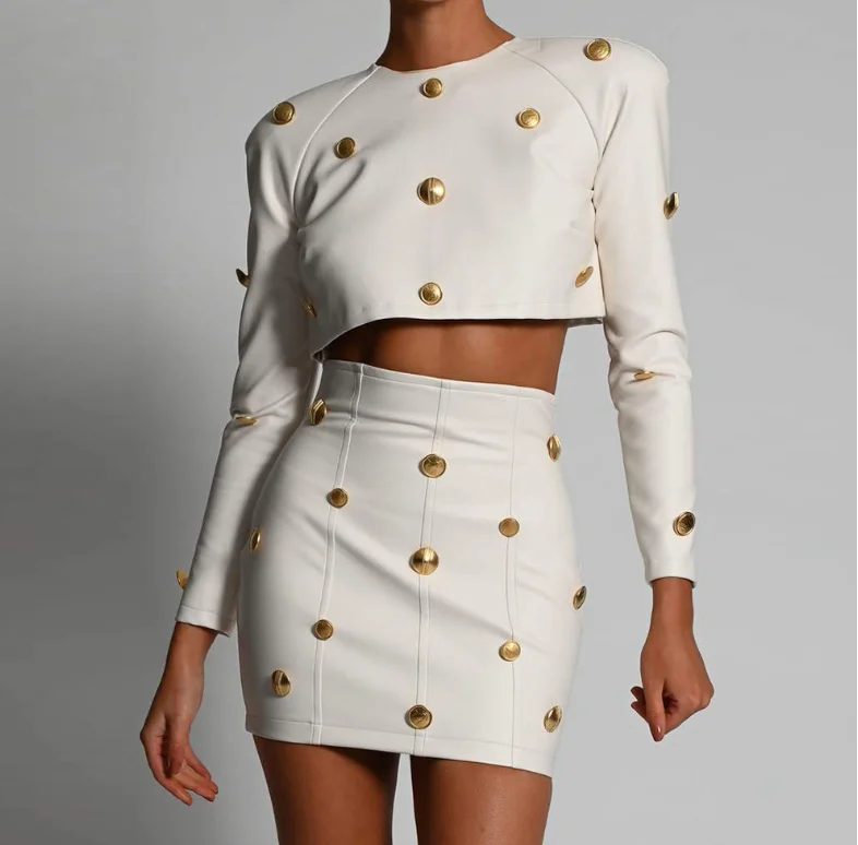 
New products winter long-sleeved women dress half-length two-piece leather skirt sexy fashion casual ladies dresses suit 