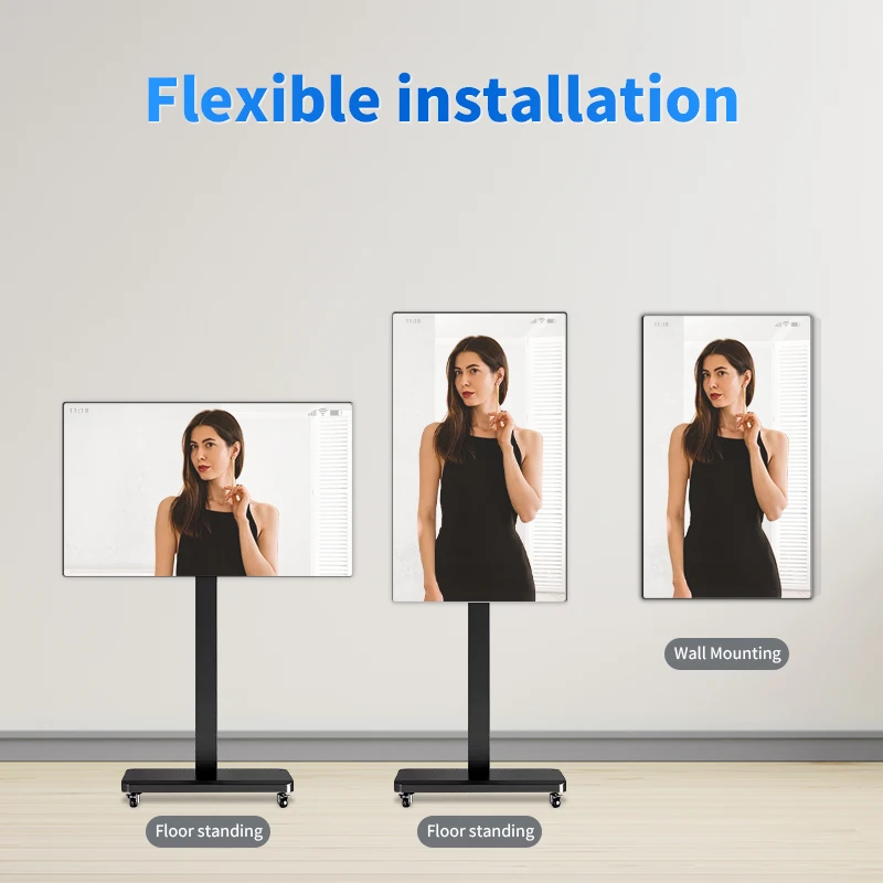 32 43 55 inch magic mirror lcd display advertising touch screen hanging vertical floor standing digital fitness mirrors displays