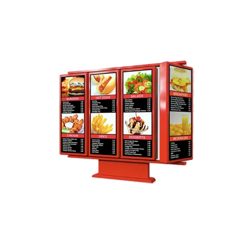 Outdoor Digital Signage Kiosk IP65 55inch LCD Monitor 24/7 3500nits Touch Screen Totem Drive thru Menu Board for Restaurant