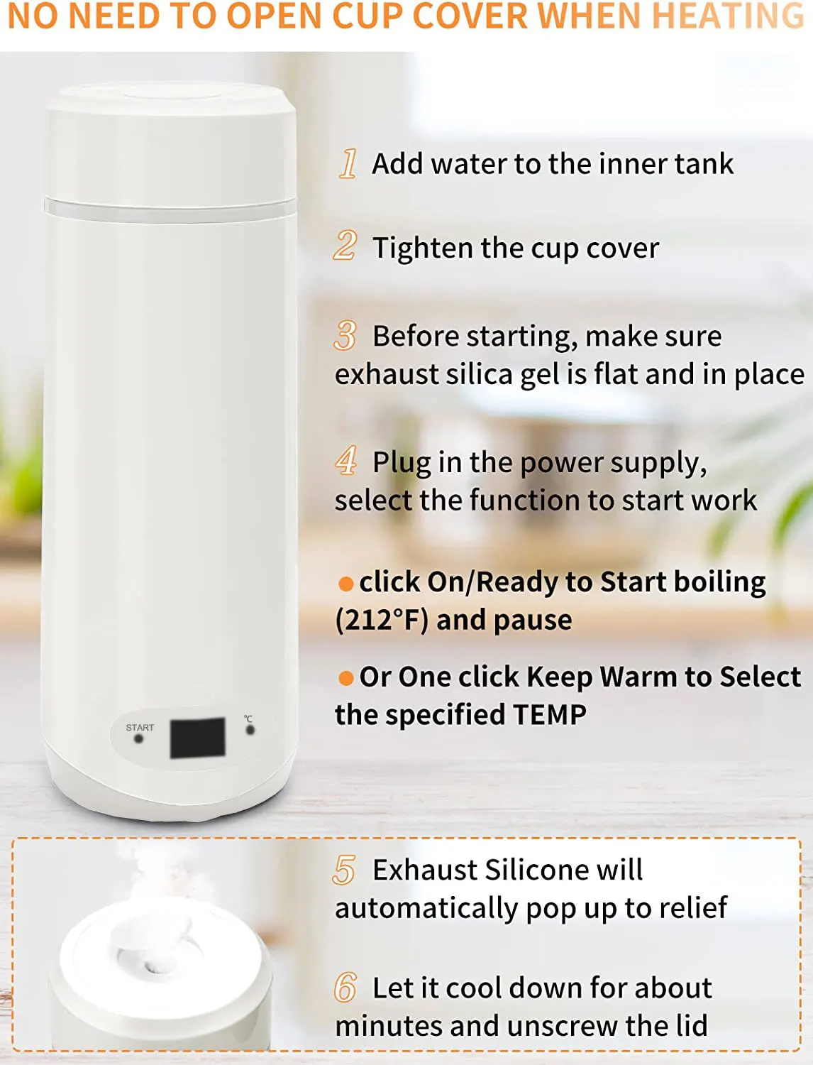 Small Hot Water Boiler with Temperature Setting Electric Travel Kettle Mini Electric Tea Coffee Mug for Hotel Office