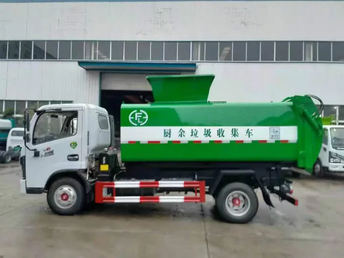 Dongfeng round tank hydraulic lifting kitchen garbage truck