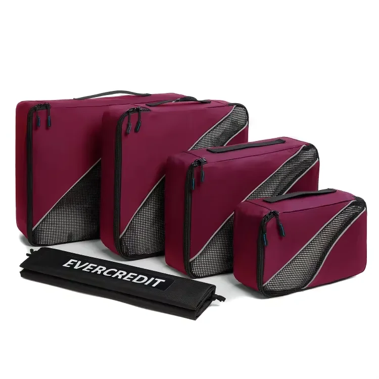 Evercredit travel duffle compression luggage organizer hot pink 8 set luggage compression custom print polyester packing cubes