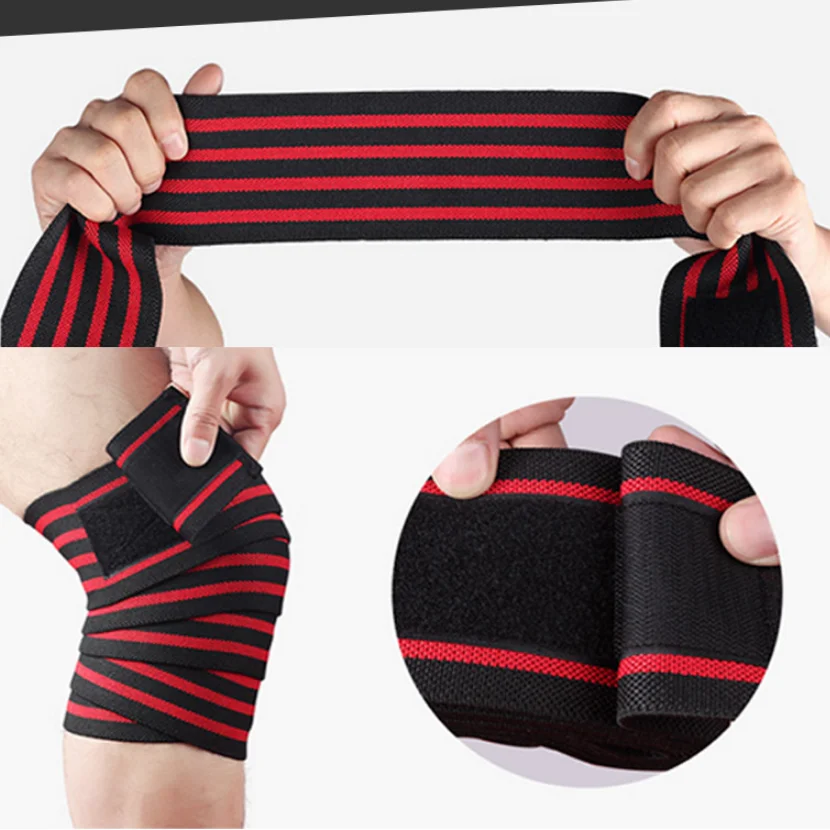 Professional Wrist Elbow Knee Wraps Elastic Straps Brace Support Protector for Weightlifting Workout Bodybuilding Gym