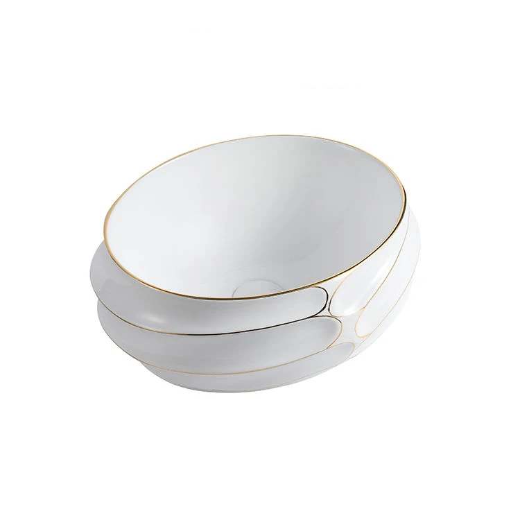 Unique design elegant competitive price white countertop ceramic round bathroom sinks washbasin art hand wash basin