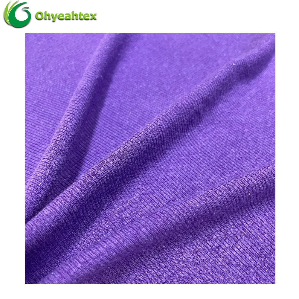 New Arrival 67% Organic Hemp 28% Bamboo 5% Spandex Rib Clothing Fabric For Sweater