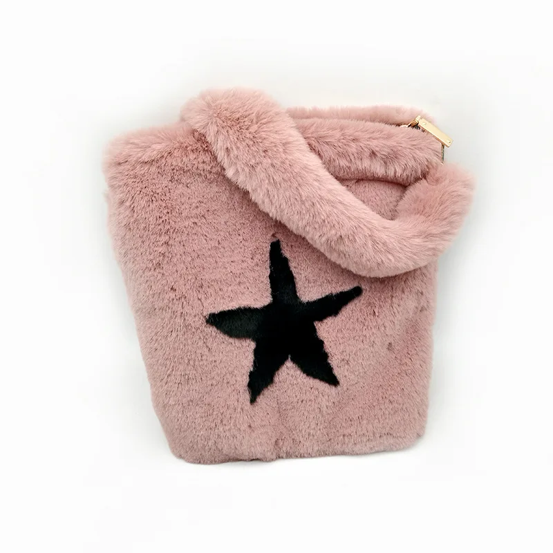 
Hot sale charm faux rabbit fur bag popular bags women handbags 2020 