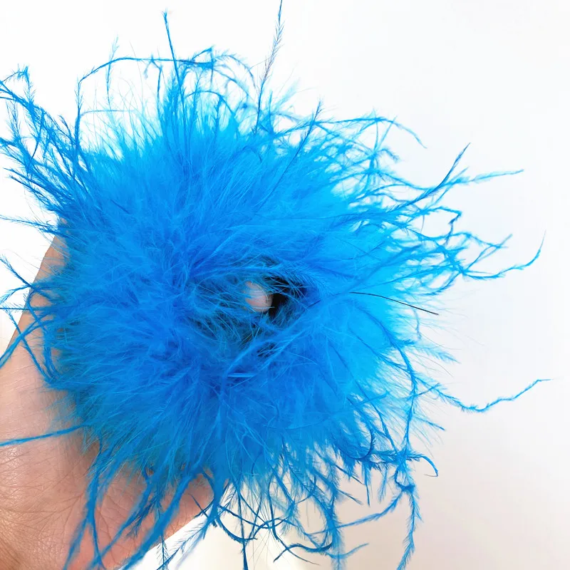 Fashion Party Women Fluffy Fur Slap Bracelets Colorful Real Ostrich Wristband Feather Cuffs