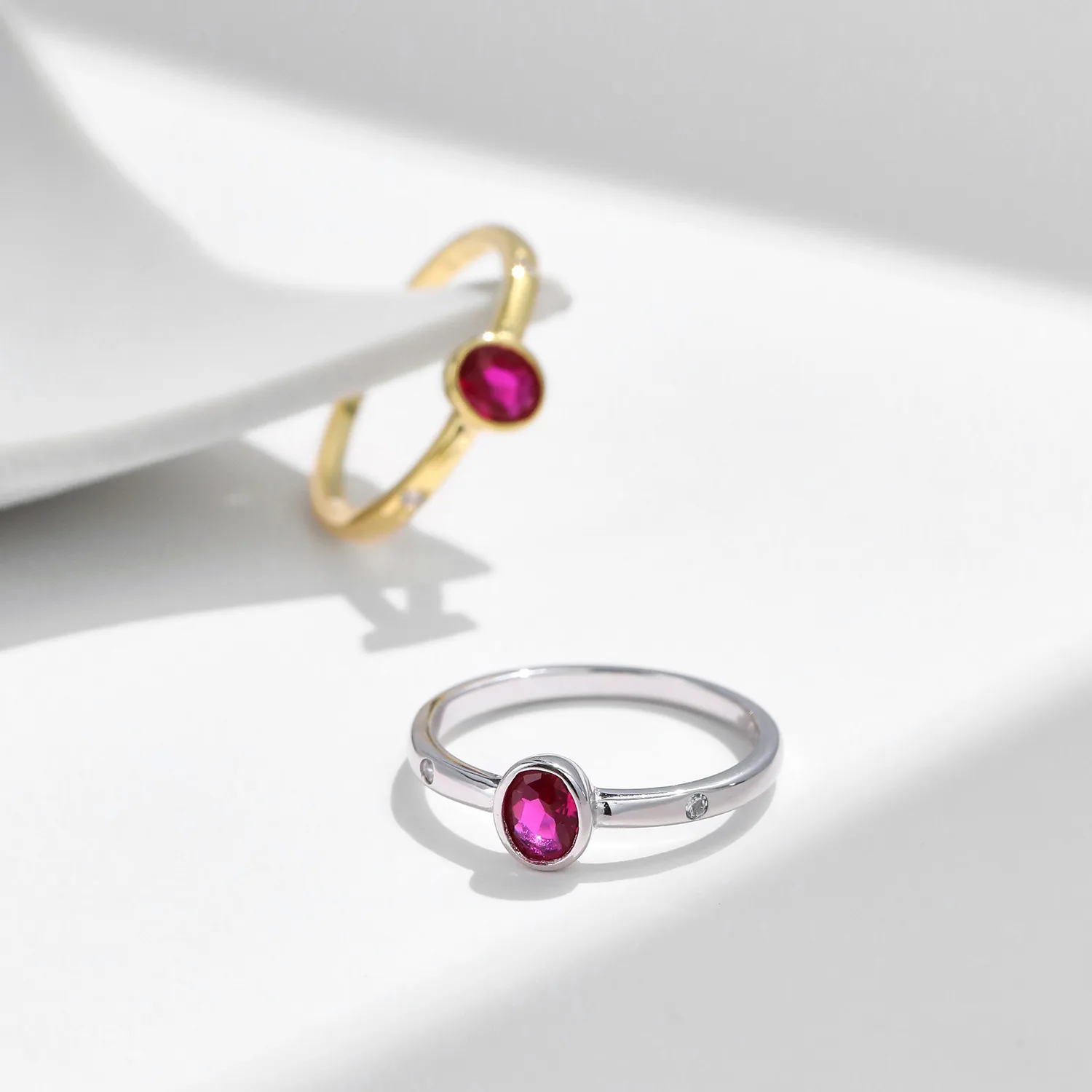 French classic retro simulation ruby ring 925 sterling silver gold-plated silver pigeon blood red zirconia eternity ring