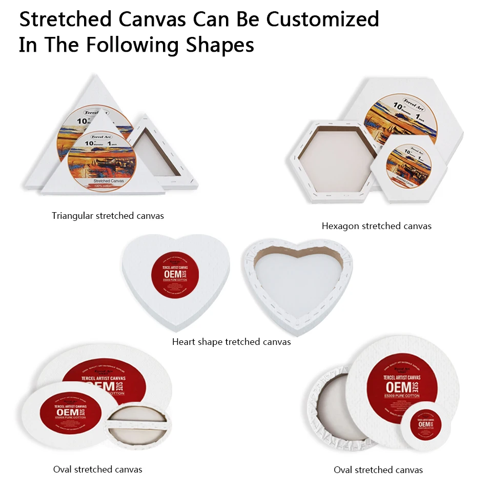 Customized shape Hand-painted Diy Blank Painting Canvas Frame Cotton Stretched Painting Canvas