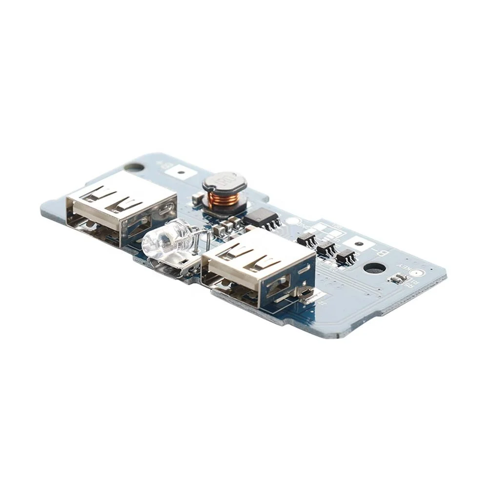 Dual Micro USB 3.7V to 5V 2A Mobile Power Bank DIY 18650 Lithium Battery Charger PCB Board Boost Step Up Module With Led