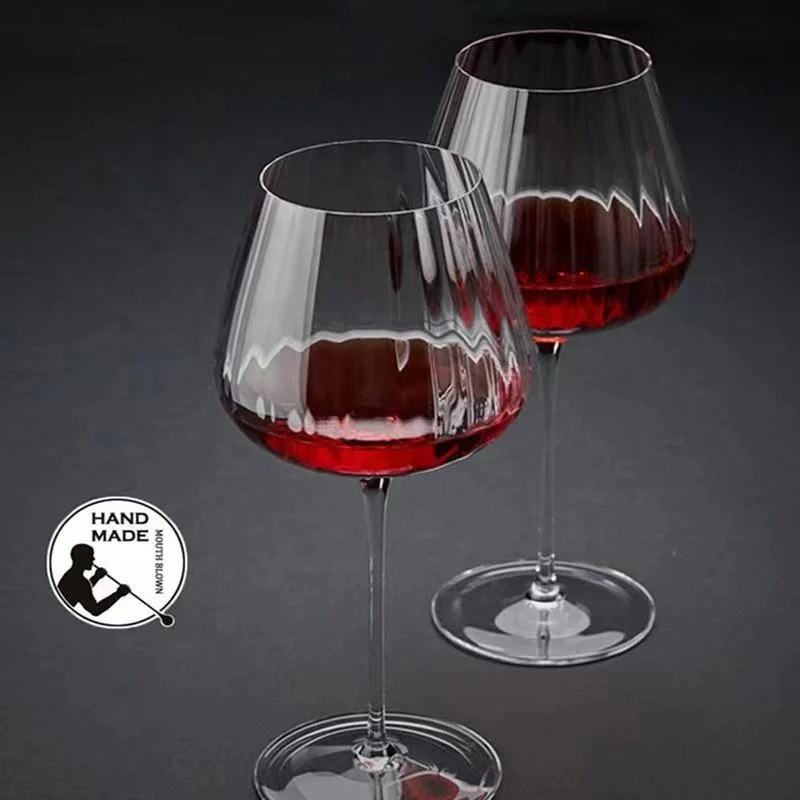 Factory Wedding Striped Design Stemmed Events Wine Glasses Set/2023 Popular Thread Glassware