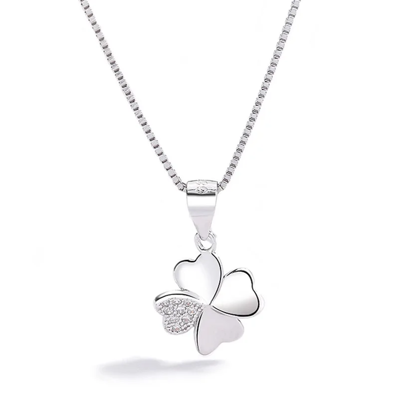 Diamond Clover Necklace Personality Simple Women European and American Fashion Flower Modeling Jewelry S925 Sterling Silver 45cm