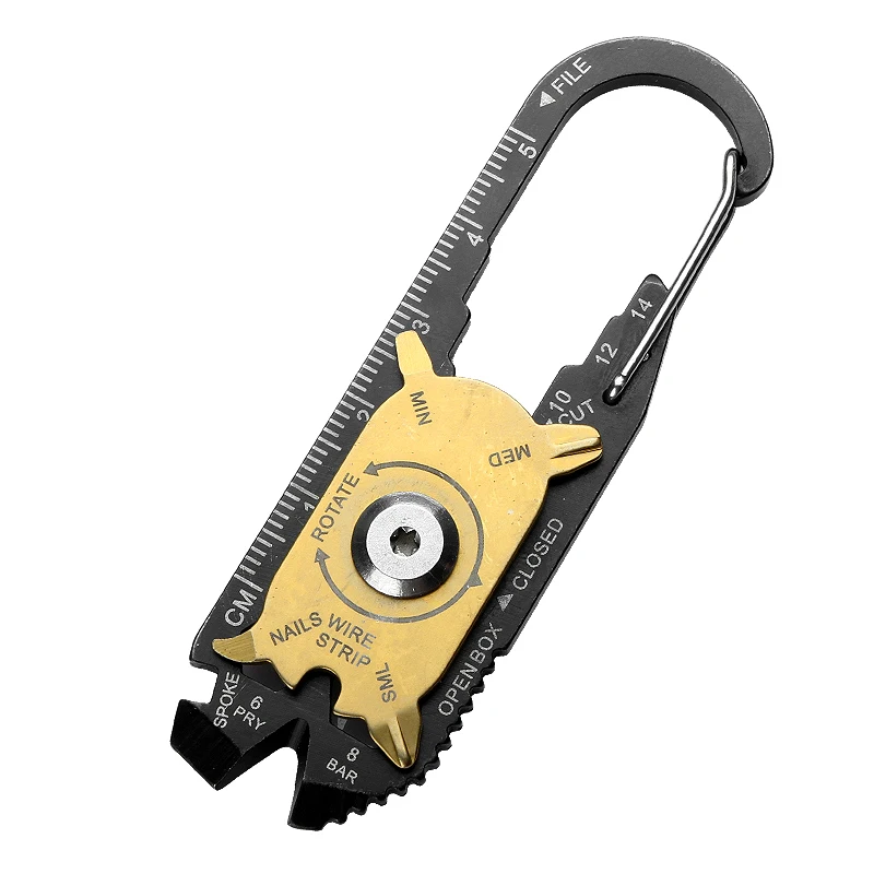 20-in-1 Multitool Carabiner Clip Keychain EDC Card Tool with Bottle Opener Bar Tactical Emergency Survival Gear for Hiking