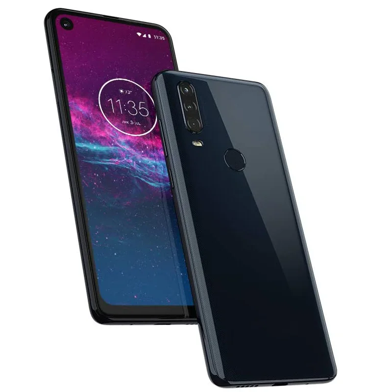  Б/у телефоны Motorola One Action на две SIM-карты XT2012 128 ГБ заводской разблокированный смартфон 4G/LTE джинсовый