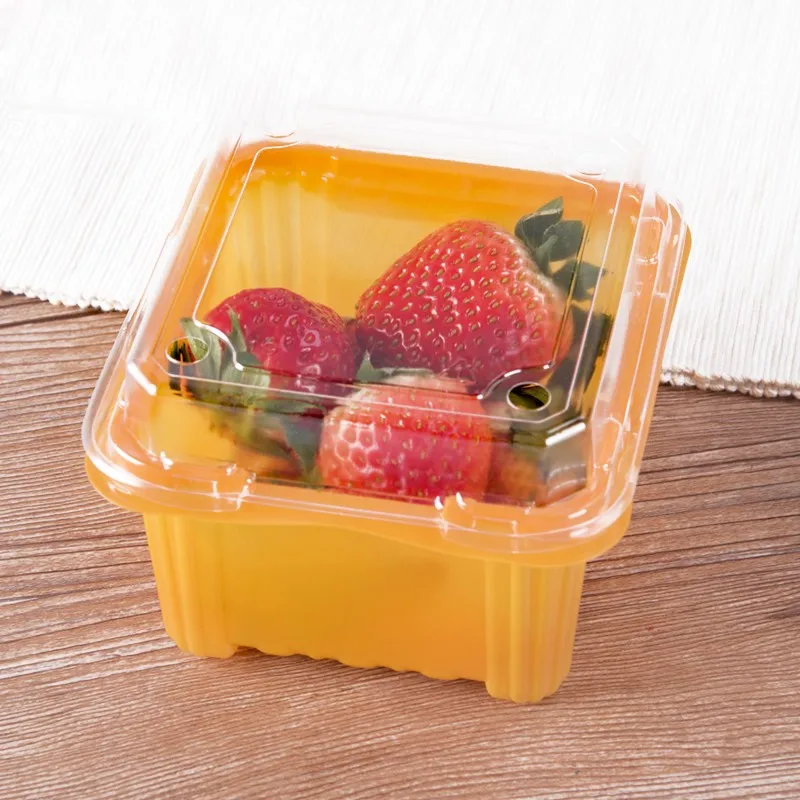 Supermarket Eco-Friendly Recyclable PET Plastic Food Container Clear Embossed Salad Fruit Box Packaging
