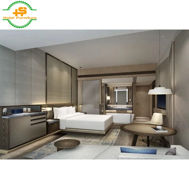 HS-N212 Factory wholesaler 5 star solid wood custom made style design hotel bedroom furniture sets