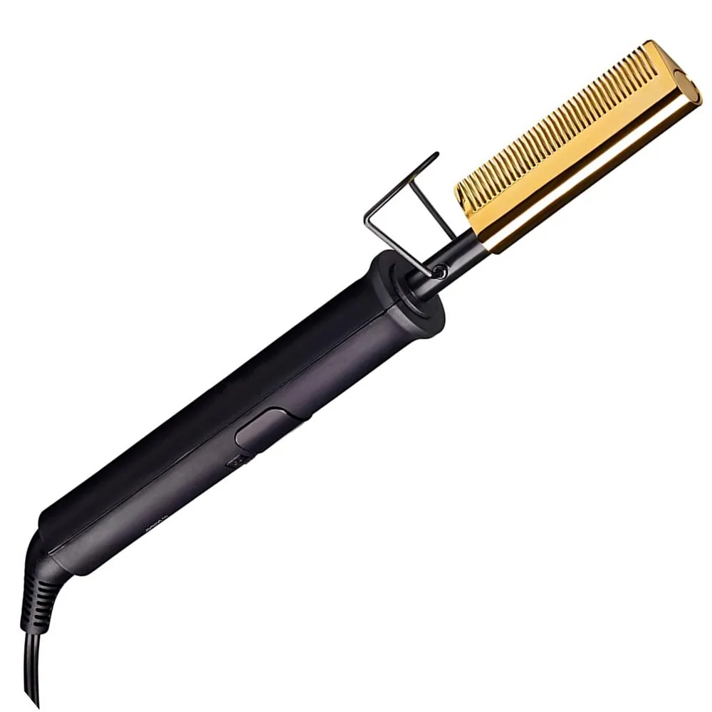 Wholesale Private Label Electric Ceramic Heat Pressing comb Hair Straightener Custom Logo 500 Degrees Hot Comb