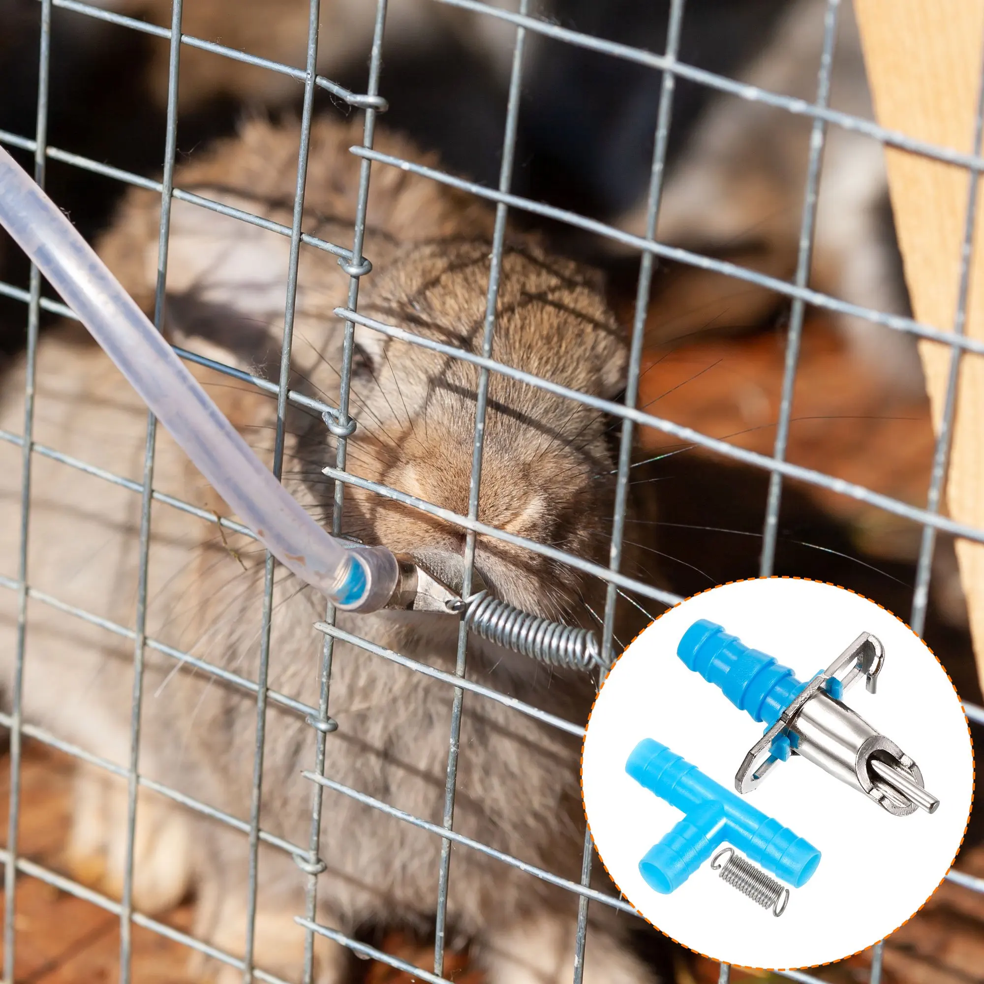 Синий цвет оцинкованная пружинная фурнитура автоматическая клетка для кролика поилка сосков